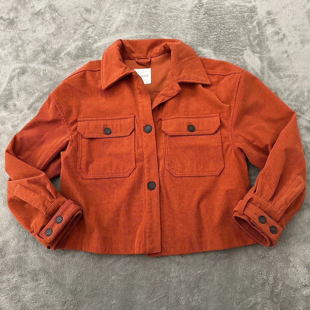 Avec Les Filles Orange Corduroy Shacket Shirt Jacket Women's MEDIUM